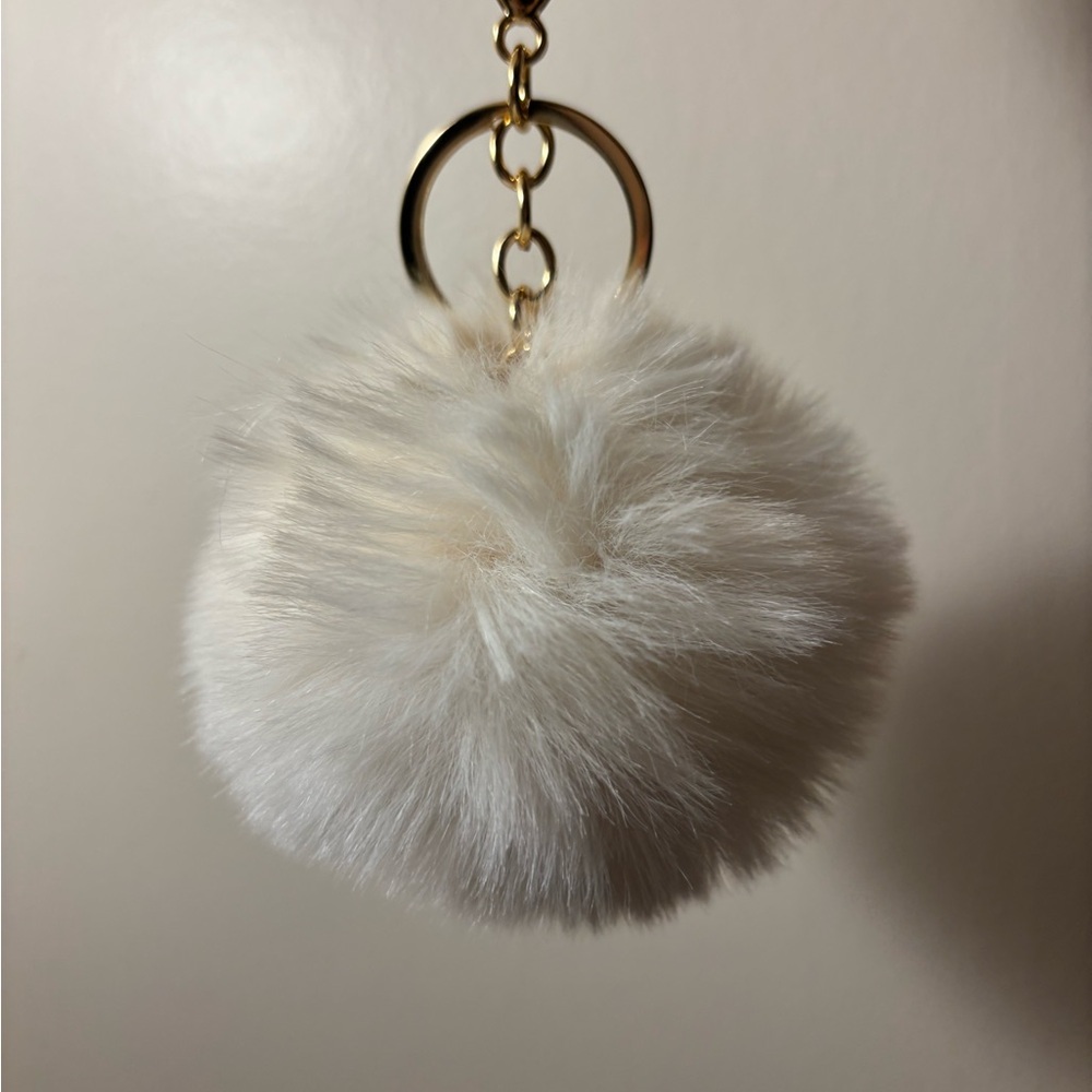 Fluffy White Pom Pom Keychain
